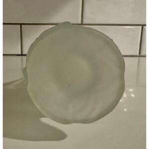 Vintage Viking Clear Glass Swung Vase with Frosted Cabbage Leaf Base